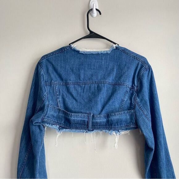 Marques Almeida Belted Cropped Raw Hem Denim Jacket Large - Picture 7 of 8